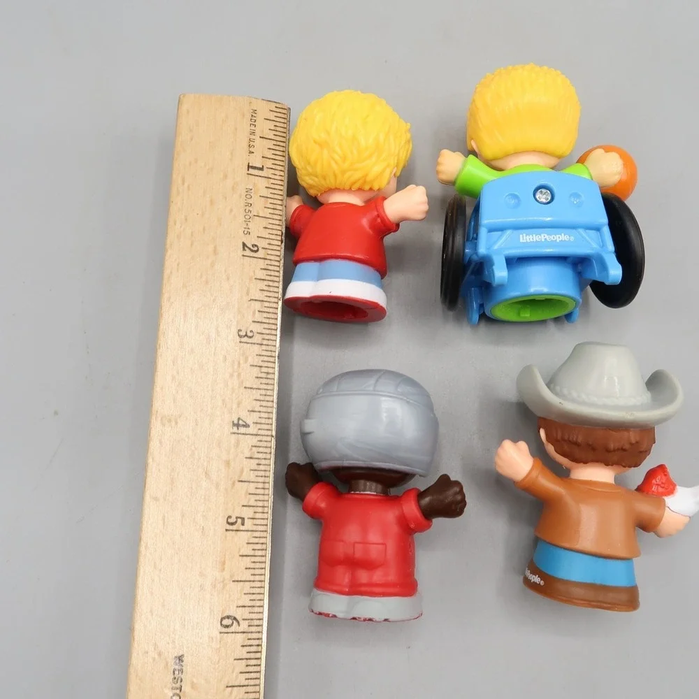 Lot Of 4 Fisher Price Little People‎ Piolet Target Guy Wheelchair Boy Cowboy
